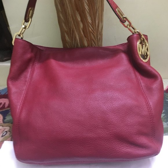 Michael Kors Handbags - Authentic Michael Kors Medium Slouchy Cherry Leather Shoulder Bag